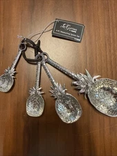 "PINEAPPLE" SILVER-TONE METAL MEASURING SPOONS SET - 4 PC. SET NEW GANZ