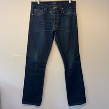 Baldwin Mens Japanese Indigo Denim Made in USA Button Front 5 Pocket Size 31