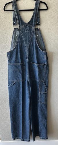 VTG CALVIN KLEIN-Bib Overalls Y2K 90’s Blue Denim Straight Leg Baggy Large Tags - Picture 6 of 7