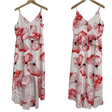 H By Halston Dress Medium Floral Hi Low Pink Black White Wedding Bridal Prom