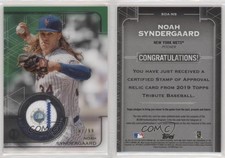 2019 Topps Tribute Stamp of Approval Relics Green /99 Noah Syndergaard #SOA-NS