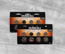 2 Pack Duracell CR2032 2032 3V Lithium Coin Batteries 16 Total Exp 2034