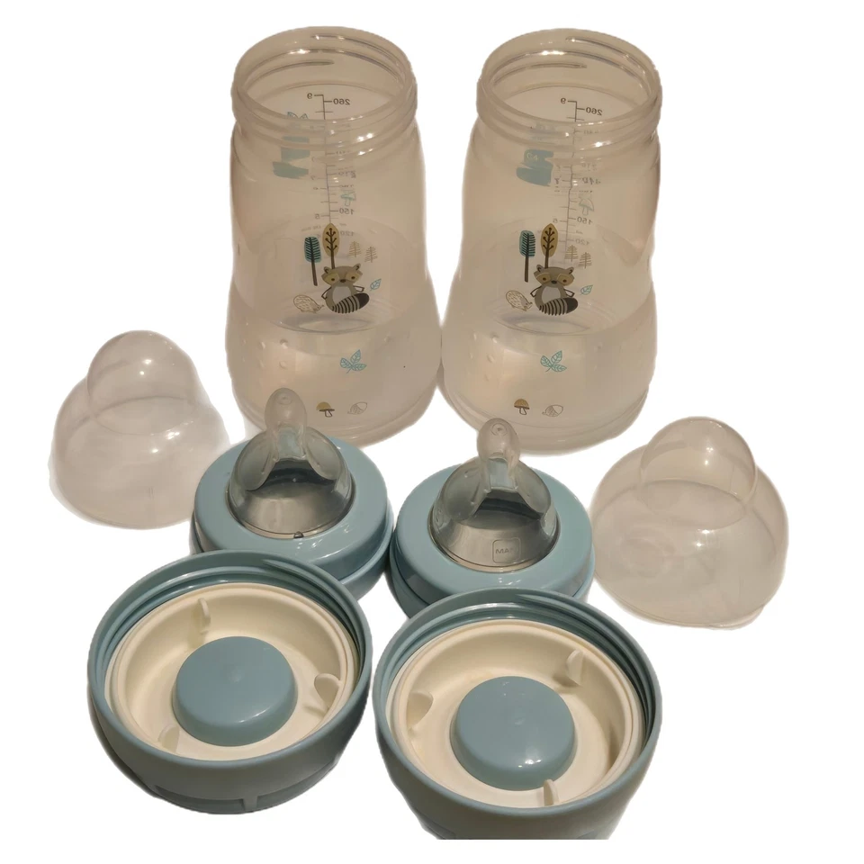 Juego de 2 biberones MAM Easy Start anticólicos, 9 oz talla 2 pezón azul bebé Foto 2 de 4