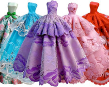 5Pcs Handmade Clothes Dress for Doll Wedding Party Dresses Gown Outfit Costume S