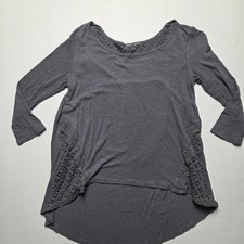 Grey lace trim top with 3/4 sleeves No tags