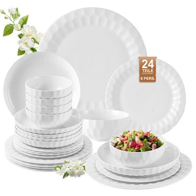 Tafelservice Geschirrset 24-teilig Tellerset Keramik 6 Personen Kombiservice