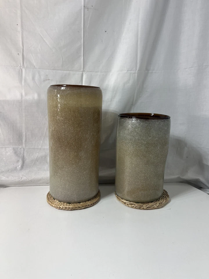 "Par de enormes velas votivas de tres mechas de 13"" y 10"" de 6"" de diámetro sin perfume" Foto 2 de 4