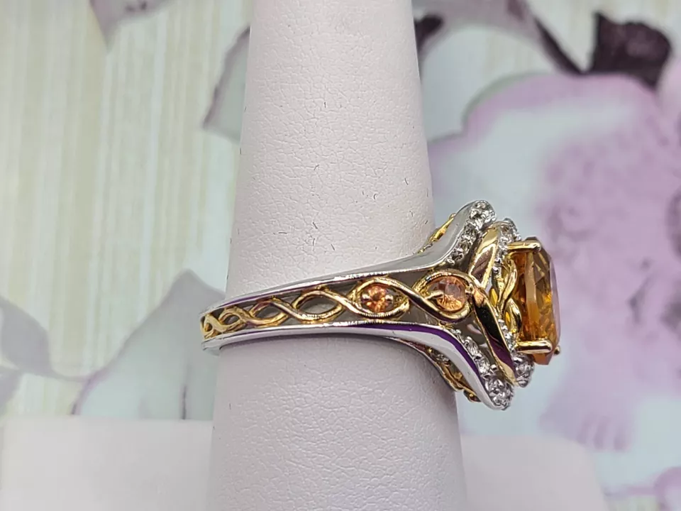 Victoria Wieck Sterling Silver 925 Citrine White Sapphire YGP Accent Ring 8 - Image 2 of 4