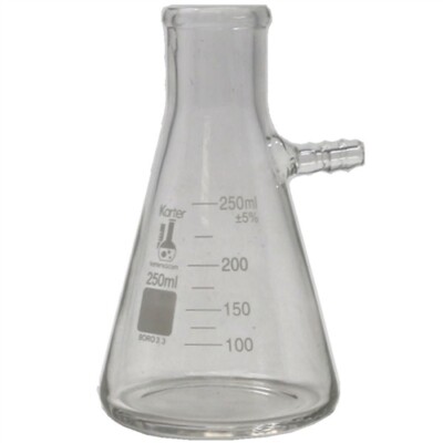 250ml Filtering Flask, Graduated, Boro 3.3 Glass, Karter Sci 250M2 (Pack 6)