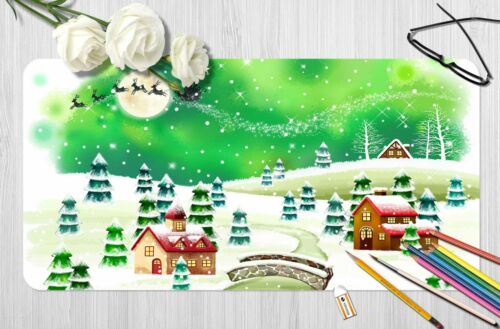 3D Blue Green Pine H45 Christmas Non-Slip Desk Mat Keyboard Pad Amy - Picture 1 of 7