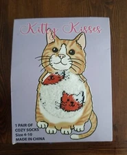 Modern Expressions Kitty Kisses 1 Pair Of Cozy Socks, Sz 4 - 10