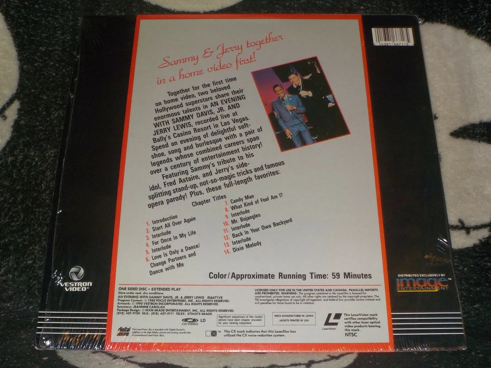 An Evening With Sammy Davis Jr & Jerry Lewis Music Disc Laserdisc Open Shrink Foto 2 de 2