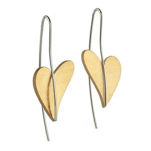 Authentic Serious Design Earrings E242 Heart Made Of Gold-Plated Matt