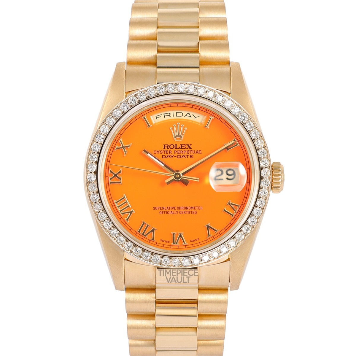 Rolex Day-Date 18238 President 18k Gold 36mm Orange Roman Dial
