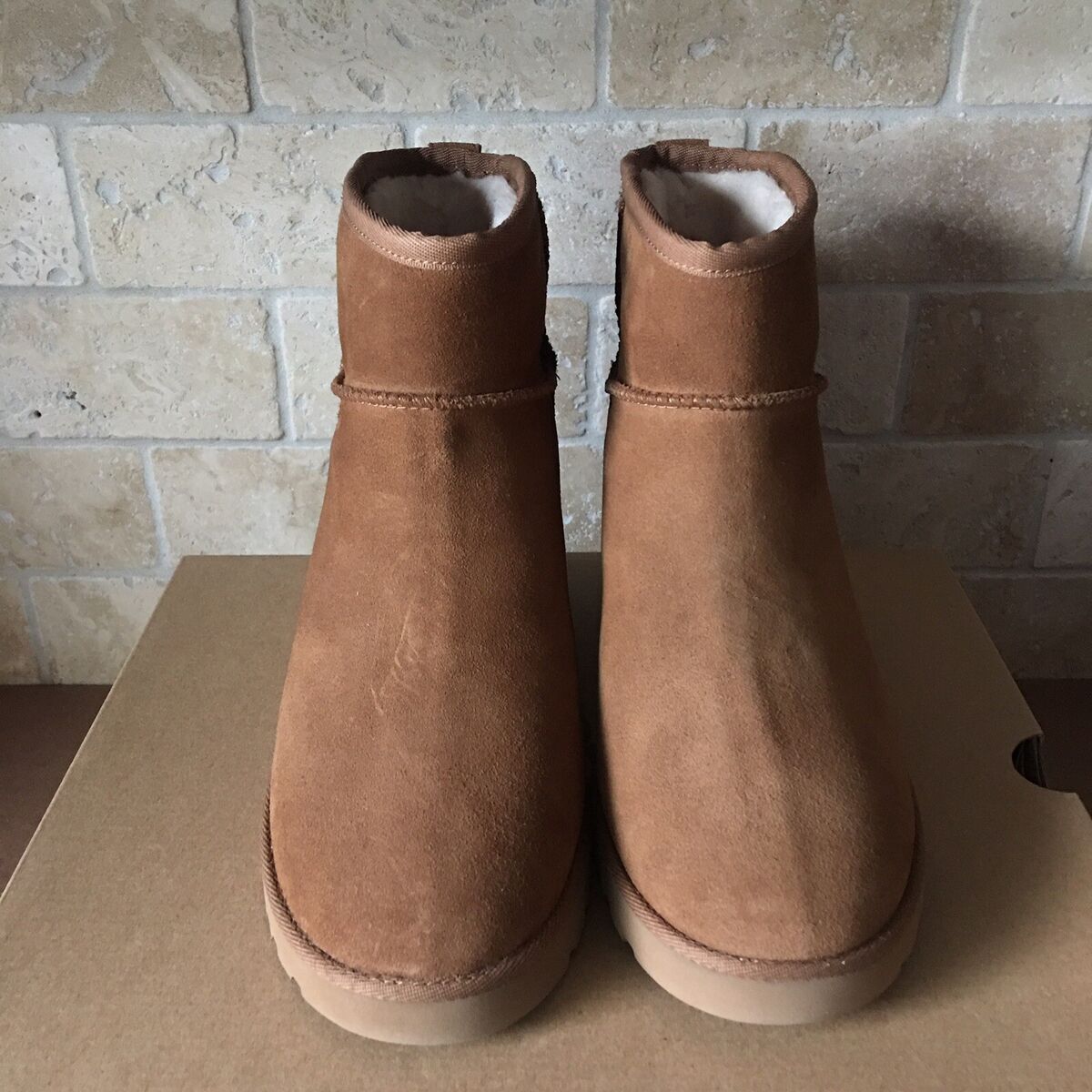 UGG CLASSIC FEMME MINI CHESTNUT SUEDE WEDGE ANKLE BOOTS UGG CLASSIC FEMME MINI CHESTNUT SUEDE WEDGE ANKLE BOOTS