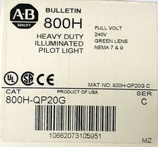 ALLEN BRADLEY 800H QP20G 240 VAC Green Lens Heavy Duty Illuminated Pilot Light