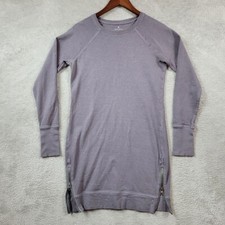 Athleta Sweater Dress Women XS Gray Long Sleeve Side Zipper Eco Wash