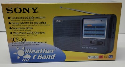 Sony Weatherband Weather TV FM AM 4Band Radio ICF-36 Open Box