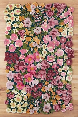 Cassia - Floral Pink, Hand-Tufted Wool & Viscose Soft Area Rug Carpet 8x10 9x12