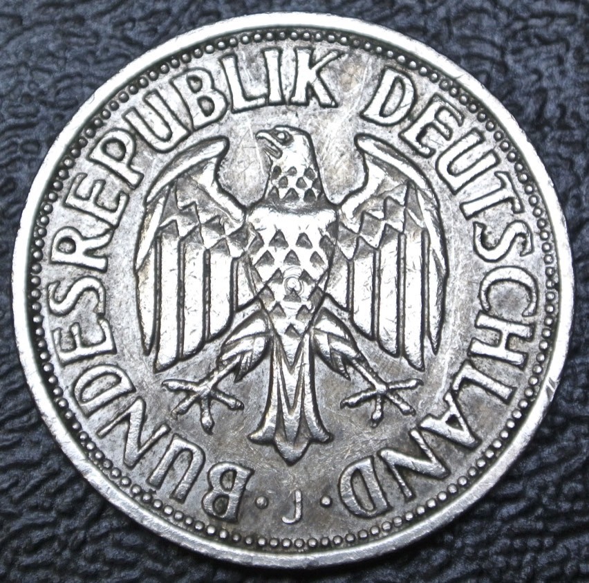 1954 J GERMANY - 1 DEUTSCHE MARK - COPPER-NICKEL - German Eagle