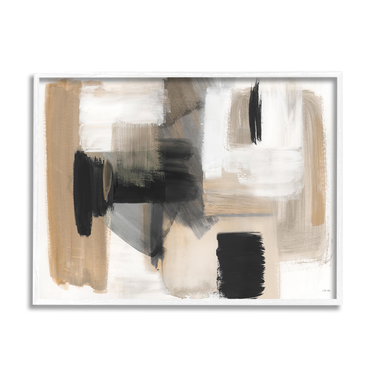 Tan & Black Collage Framed Giclee Art by Stella Chang