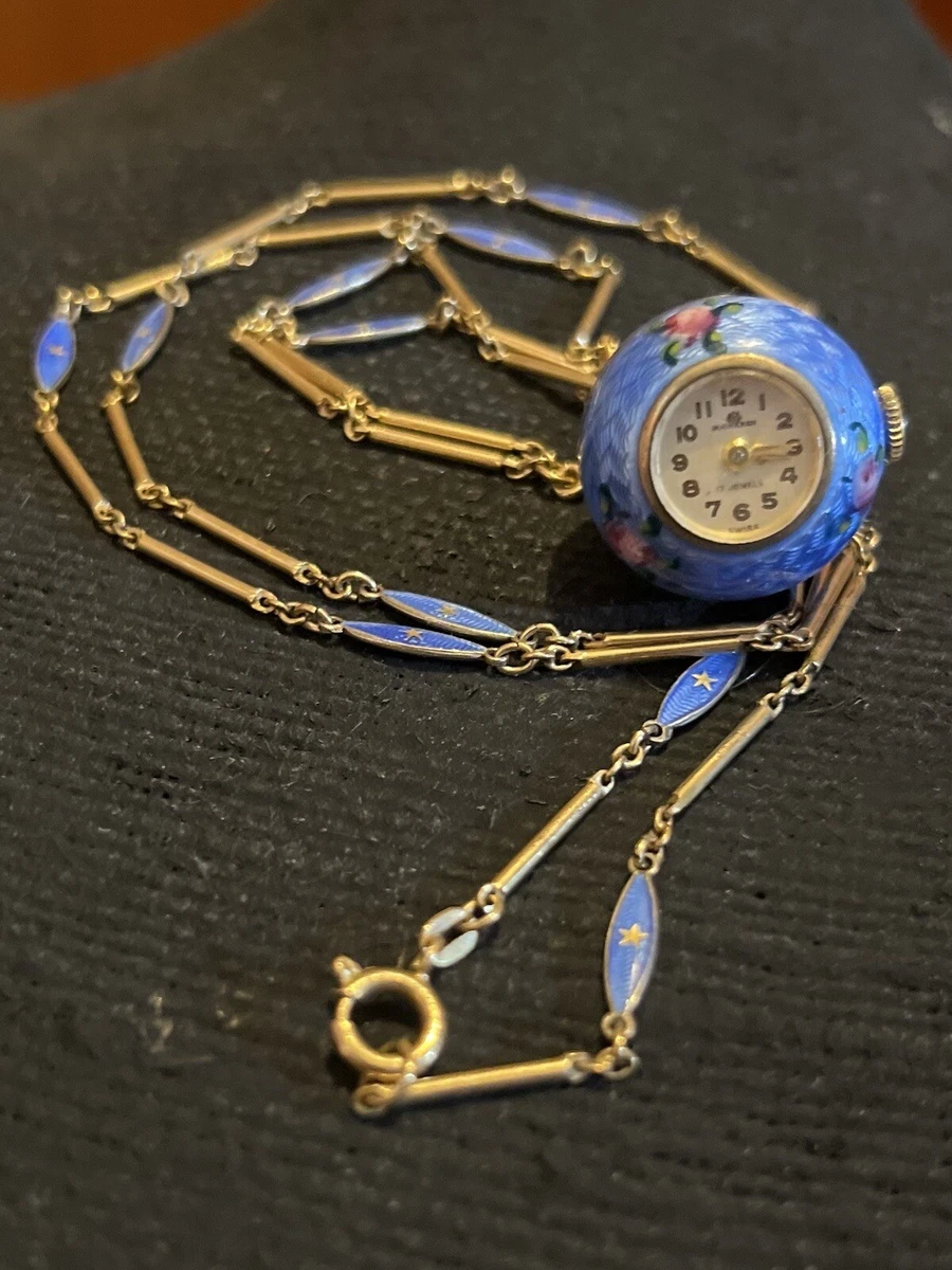 Bucherer enamel pendant best sale watch