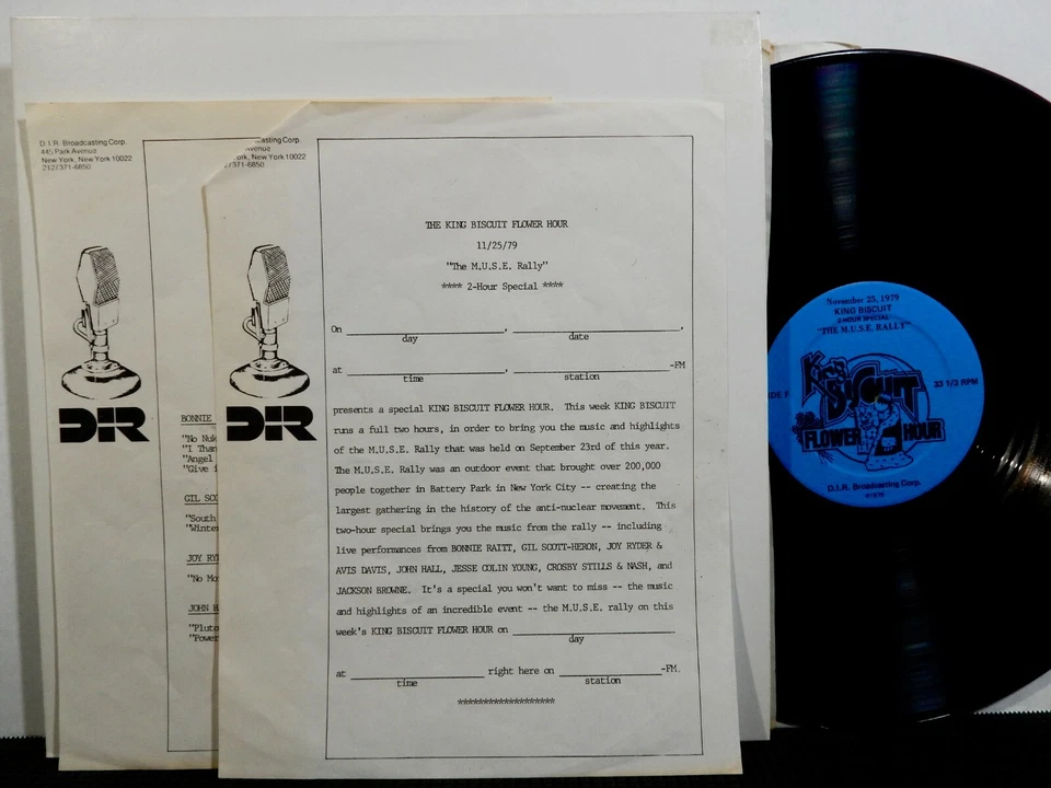 King Biscuit Flower Hour The M.U.S.E. Rally 2 LP D.I.R.1979 Radio Promos Ads Cue Foto 2 de 2