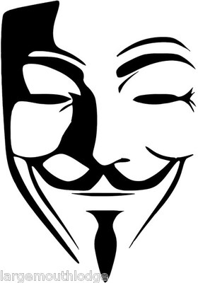 BLACK ANONYMOUS ANON MASK V FOR VENDETTA  VINYL DECAL STICKER CAR TRUCK LAPTOP 
