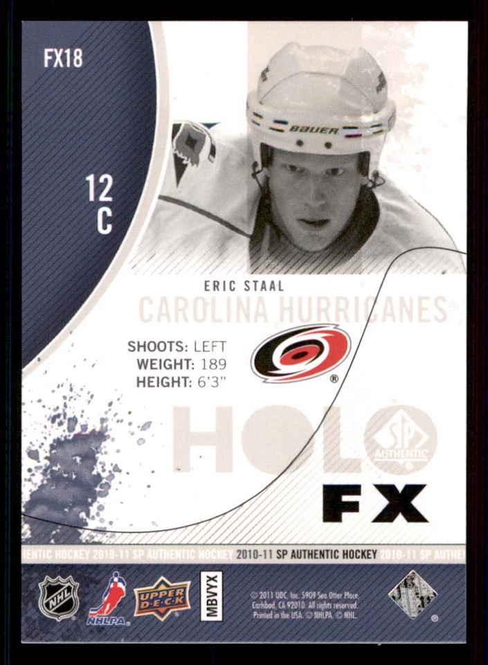 2010-11 SP Authentic Holoview FX #FX18 Eric Staal - Image 2 of 2