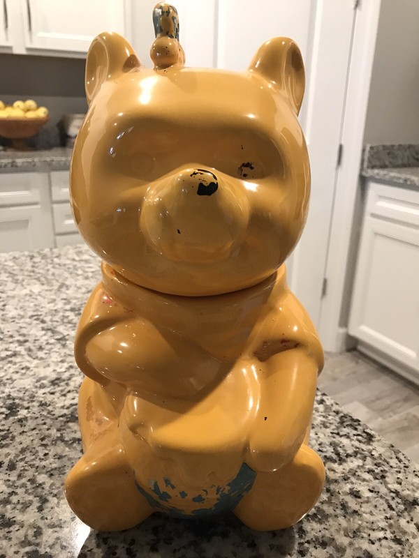 Winnie The Pooh Cookie Jar, Glazed Ceramic, RARE, 12" H 6 W 6 L.   Disney Pooh