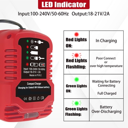 Battery Charger For Einhell For Power X-Change 18V Li-Ion Battery UK Plug - Picture 4 of 13