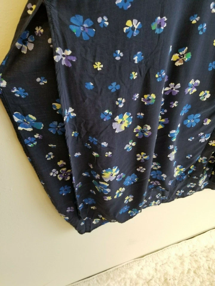 DKNY Floral Long Sleeve Button-Up Sleepshirt Dress Maxi Gown Kaftan 3X = 22W/24W - Image 4 of 4