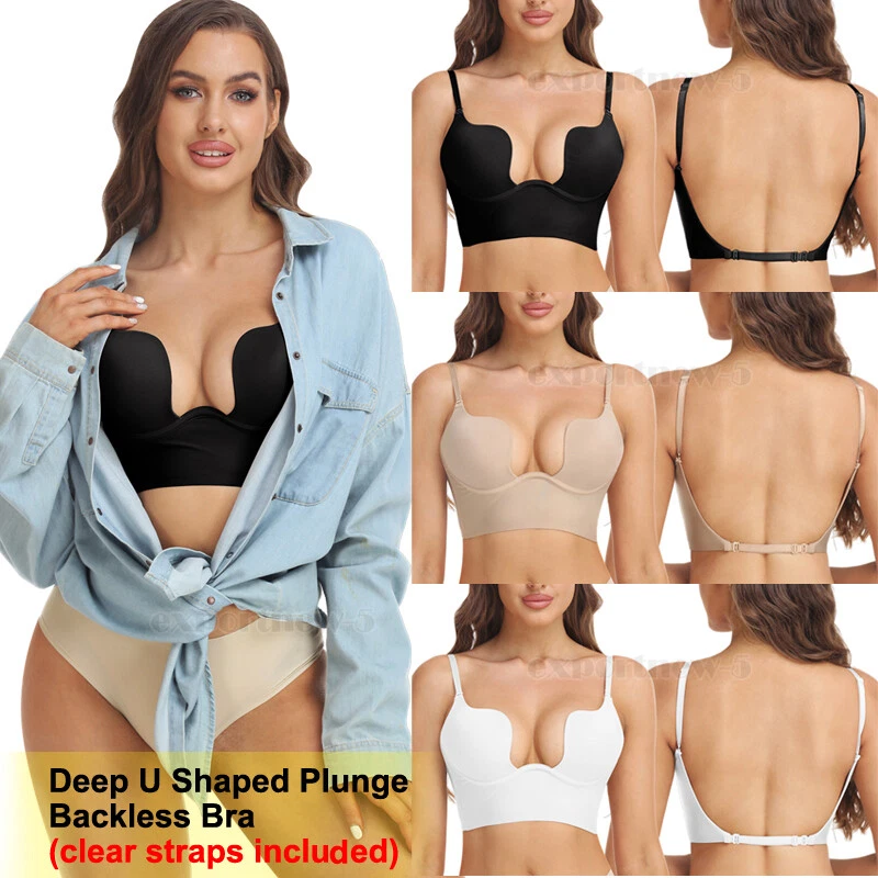 Push up bra sem costas sutiãs de baixo corte sexy mergulho sutiã aberto  para trás roupa interior casamento invisível profundo u lingerie -  AliExpress