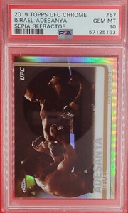 ISRAEL ADESANYA SEPIA REFRACTOR 2019 Topps Chrome UFC #57 SP PSA 10 GEM HOF GOAT