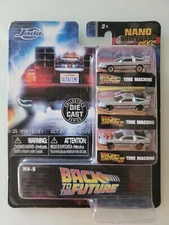 Back to the Future 1, 2 &3 Nano Hollywood Rides ~ Jada Delorean ~ Die Cast Cars 