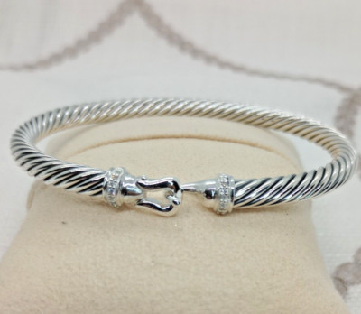 Preowned David Yurman Medium Buckle Bracelet Diamonds, 5mm sold separately Large