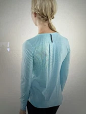 Lululemon 6 Race Me Long Sleeve Top Heather Blue Moon Striped Reflective