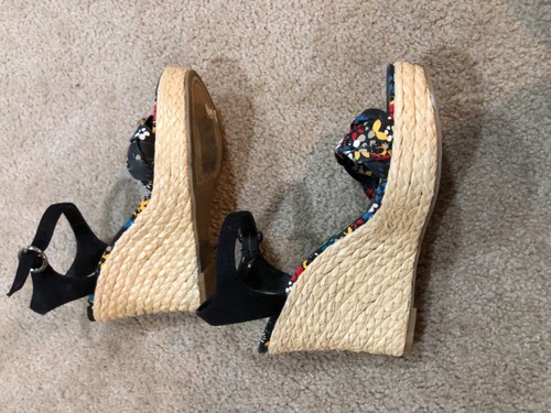 KENSIE GIRL "Kenwood" Espadrille Wedge Sandals Women's Shoes Sz 8 Floral Black - Picture 6 of 6