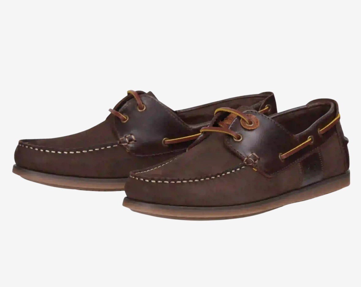 Barbour Capstan Men Boat Shoes Casual Elegant Shoes Brown Nubuck Size UK  NEW