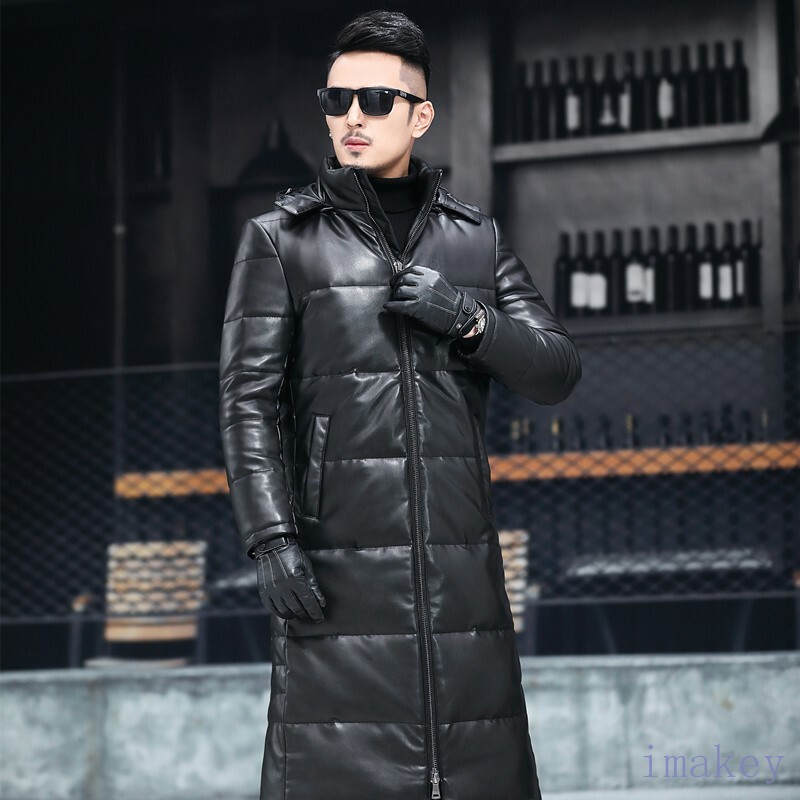 Mens Winter Overknee Long Down Jackets Hooded Trench Coat Thicken