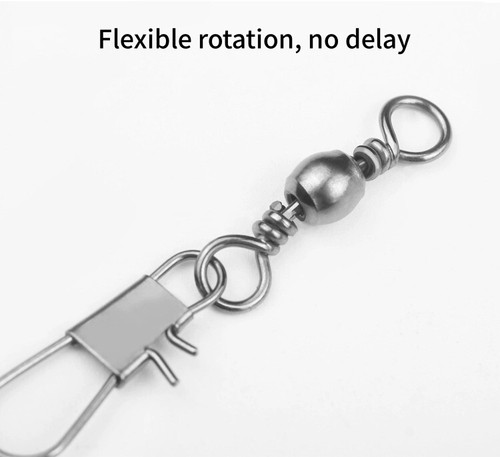 90pcs Fishing Rolling Barrel Swivel with Interlock Snap Tackle Connector 4#-12# - Picture 9 of 17