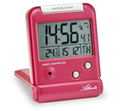 Atlanta Funkwecker Reisewecker Digital LCD Rot Weckwiederholung  - 1806/1