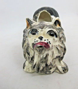 Vintage 1940s Occupied Japan Shih Tzu Dog Ceramic Porcelain Planter Black White