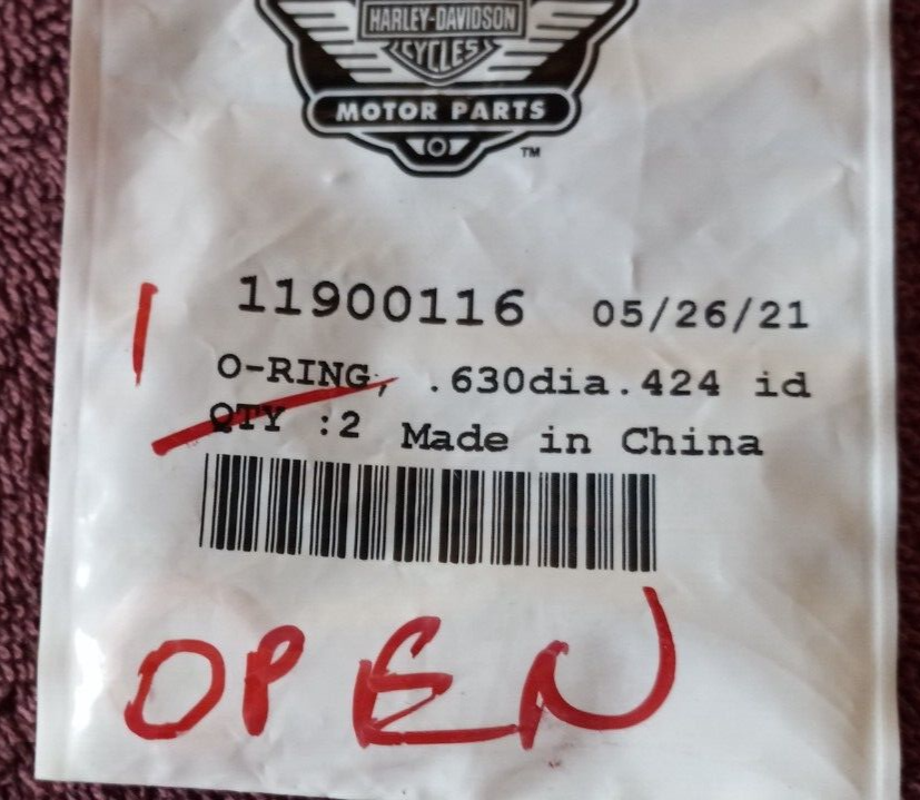 Genuine HARLEY DAVIDSON Motor Parts ORING OEM PN 11900116 NEW Open