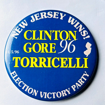 President Clinton-Gore '96 Torricelli Politics Button Vintage Badge Pin ...