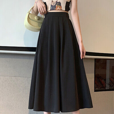 Women Casual A-line Pleated Long Skirt Flared Frill Elastic Women Casual A-line Pleated Long Skirt Flared Frill Elastic