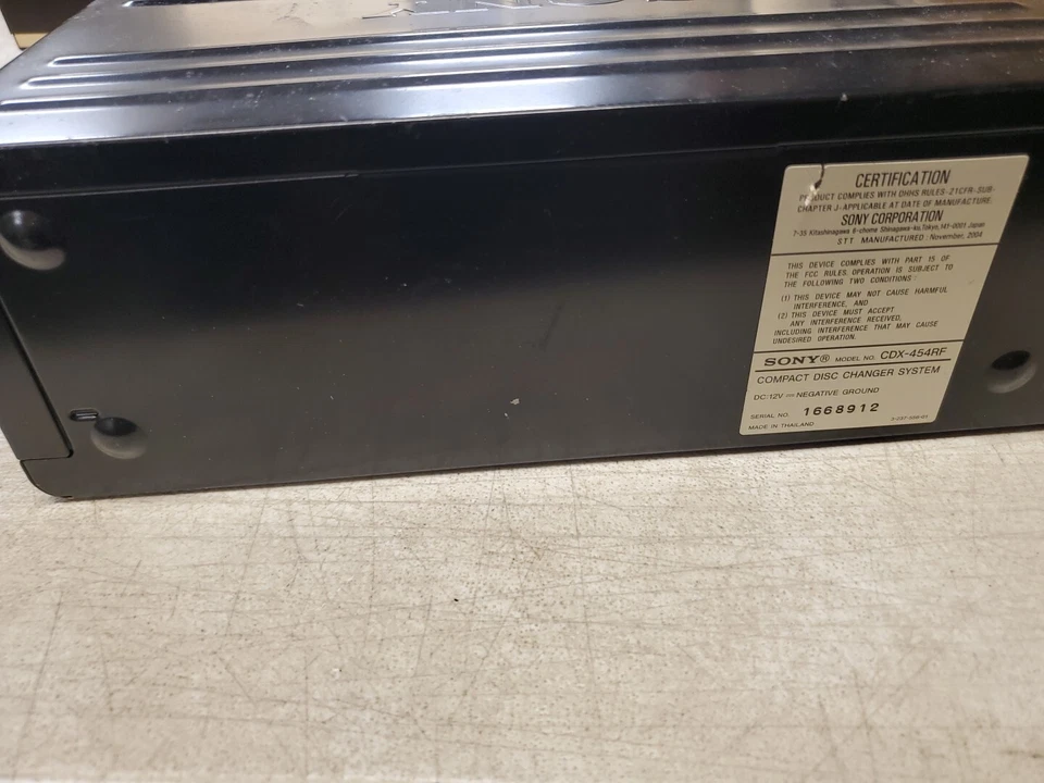 Sony CDX-454RF Car/Boat 10 Disc CD Changer Untested Parts Or Repair (C42) - Image 4 of 4