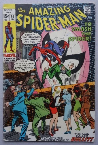 Amazing Spider-Man comic #91 Dec 1970 1st appearance Sam Bullit VG