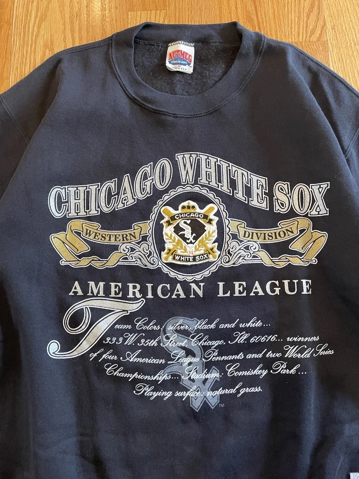 复古芝加哥白袜圆领运动衫,尺寸 M,肉豆蔻,全新带标签 — 第 2/4 张图片