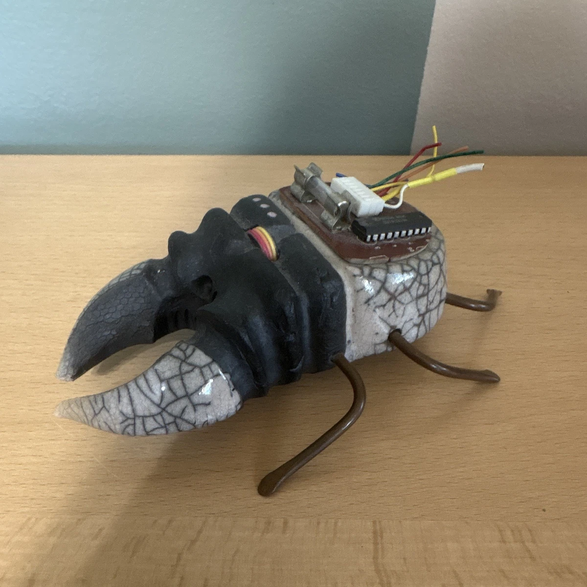 Mike Bose Raku Art Pottery “Computer Bug” Sculpture #1754 - Signed